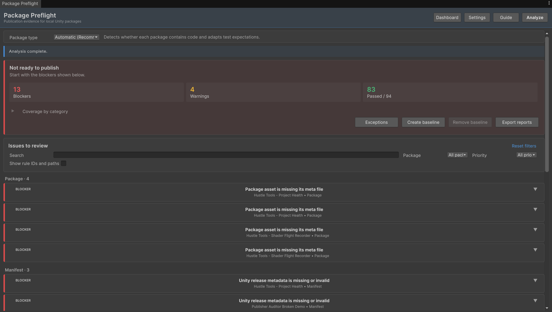 Quick Scan readiness overview